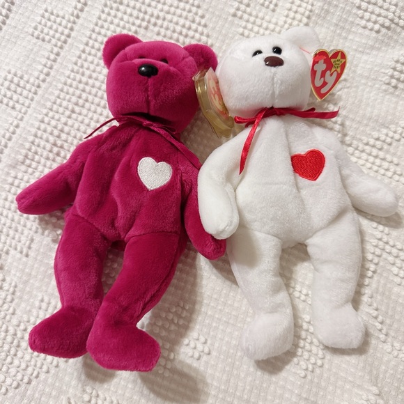 Ty Beanie Babies Red and White Bears - Picture 2 of 5